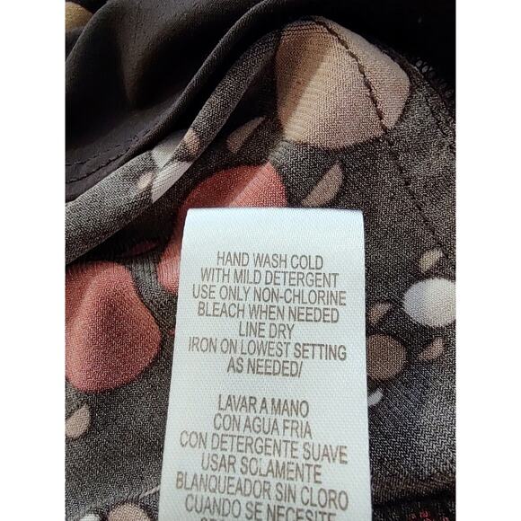 Sandra Darren Woman's Brown Dots Fit & Flare Dress Size 10 Cinched Waist V Neck - Picture 8 of 9